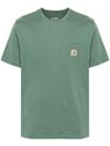 Green cotton T-shirt with applied logo