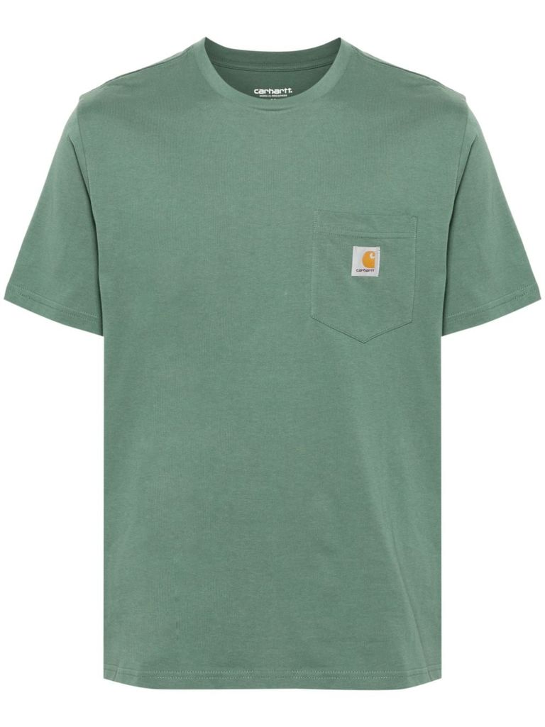 Shop Carhartt Green Cotton T-shirt With Applied Logo