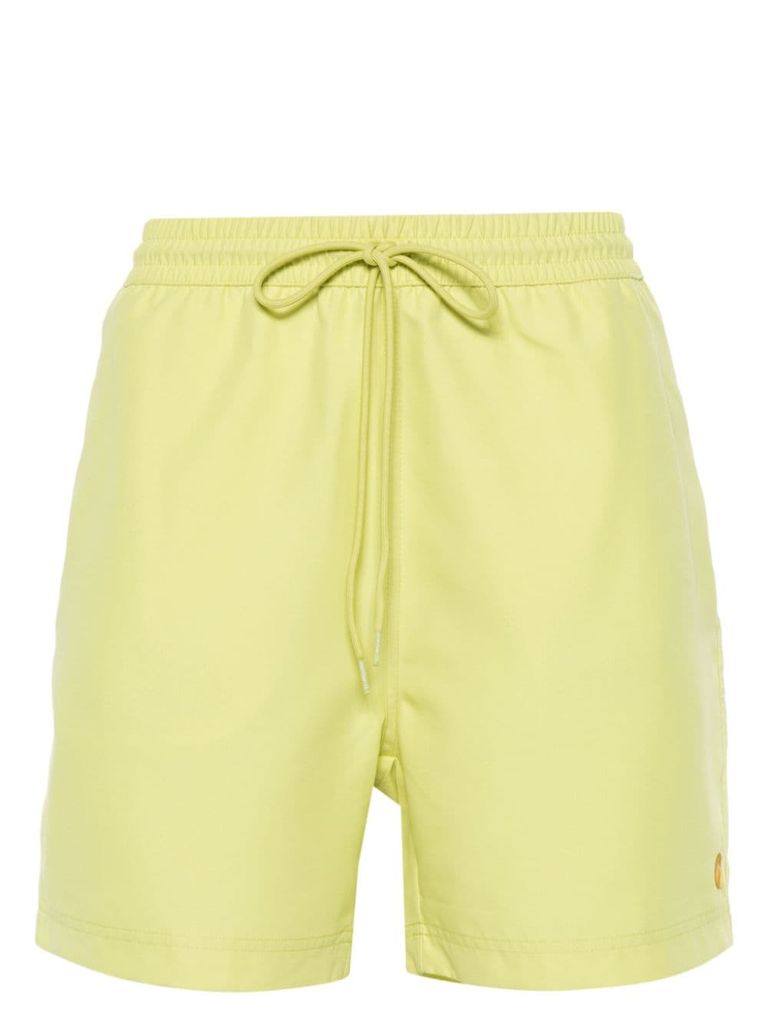 Shop Carhartt Swim Shorts With Embroidered Logo In Green