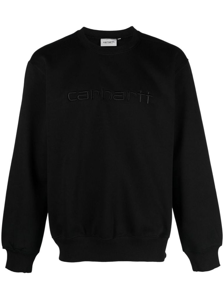 Shop Carhartt Cotton Sweatshirt With Embroidered Logo In Black