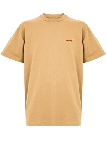 Brown crewneck T-shirt in cotton