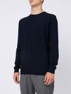 Blue navy merino wool and cashmere crewneck sweater