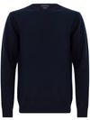 Blue navy merino wool and cashmere crewneck sweater