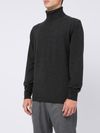 High-neck sweater in grey merino wool and cashmere