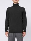 High-neck sweater in grey merino wool and cashmere