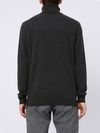 High-neck sweater in grey merino wool and cashmere