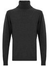 High-neck sweater in grey merino wool and cashmere