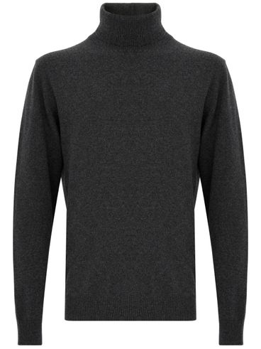 DANIELE FIESOLI - High-neck sweater in grey merino wool and cashmere