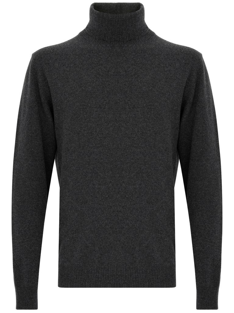 Shop Daniele Fiesoli High-neck Sweater In Grey Merino Wool And Cashmere