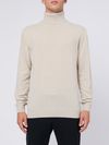 High-neck sweater in grey merino wool and cashmere