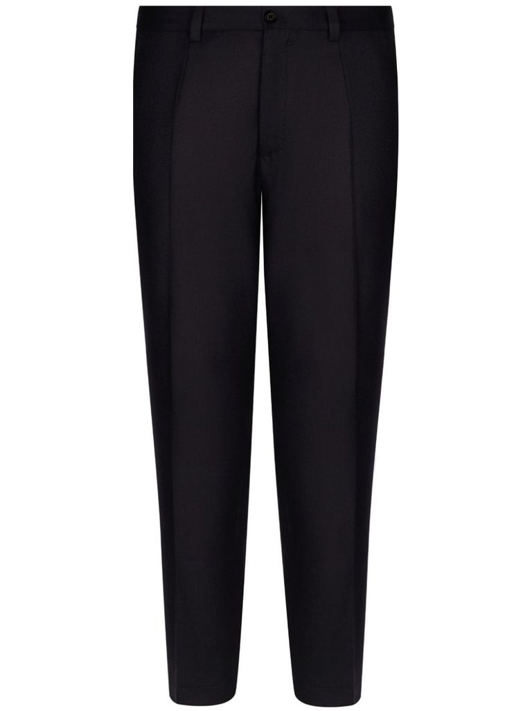 Shop Dolce & Gabbana Tailored Wool Trousers With Pressed Crease In Blue