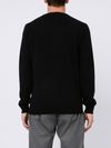 Black merino wool and cashmere crewneck sweater