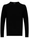 Black merino wool and cashmere crewneck sweater