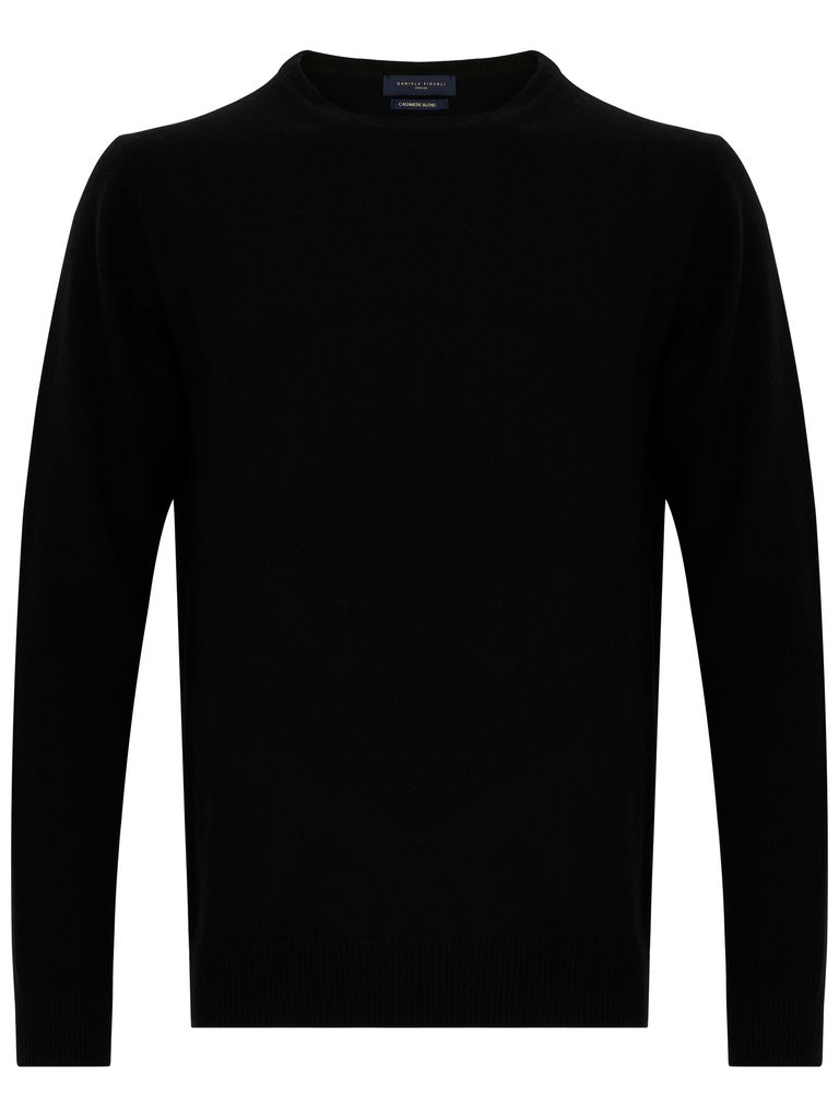 Shop Daniele Fiesoli Black Merino Wool And Cashmere Crewneck Sweater