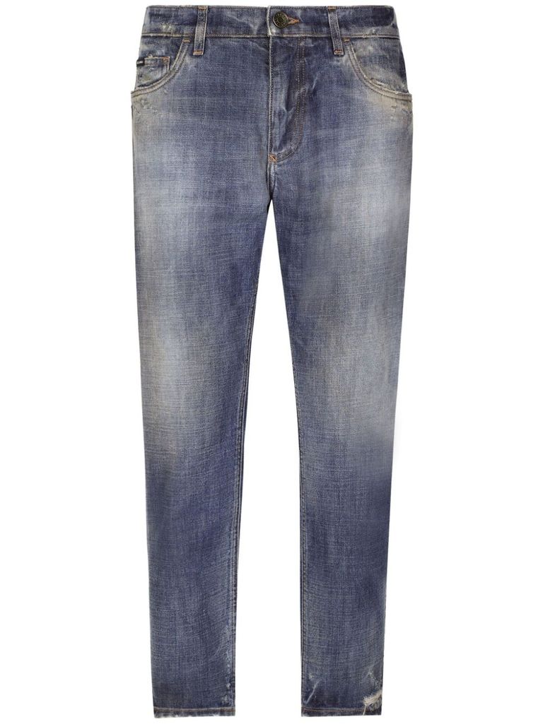 Shop Dolce & Gabbana Slim-fit Cotton Jeans In Blue