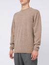 Beige crewneck sweater in merino wool