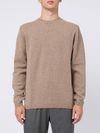 Maglione girocollo in lana merino beige