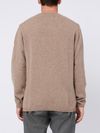 Beige crewneck sweater in merino wool