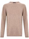 Beige crewneck sweater in merino wool