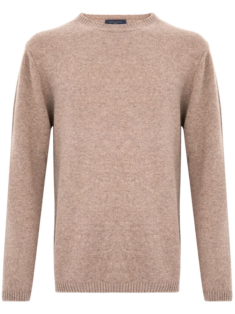 Shop Daniele Fiesoli Beige Crewneck Sweater In Merino Wool