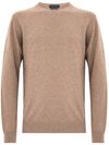 Maglia girocollo in lana merino e cashmere beige