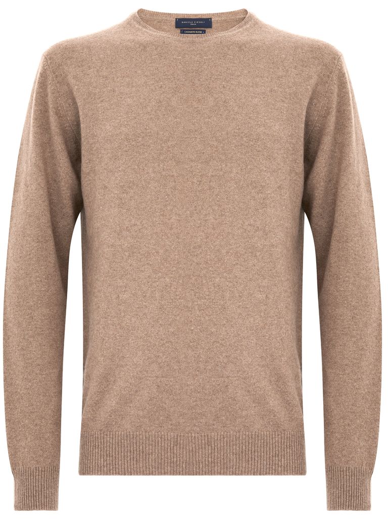 Shop Daniele Fiesoli Beige Merino Wool And Cashmere Crewneck Sweater