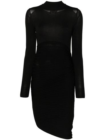 Asymmetric fine knit mini dress