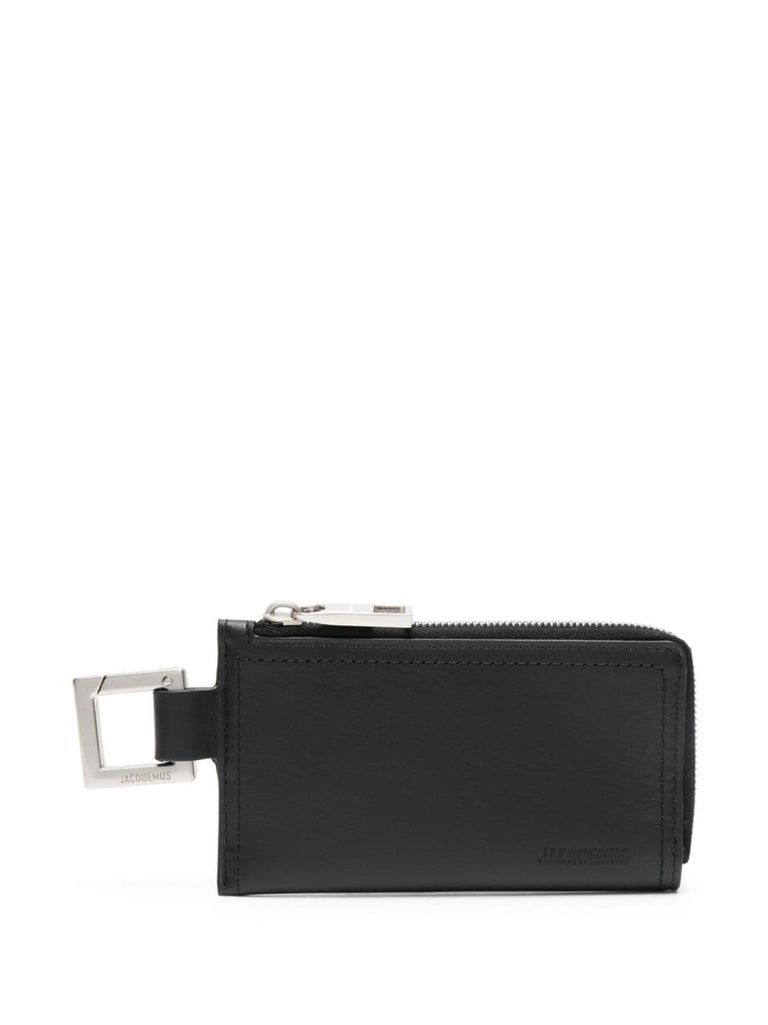 Shop Jacquemus Le Porte-zippé Cuerda Cardholder In Calfskin Leather In Black