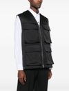 Vest in viscose and silk with applied pockets