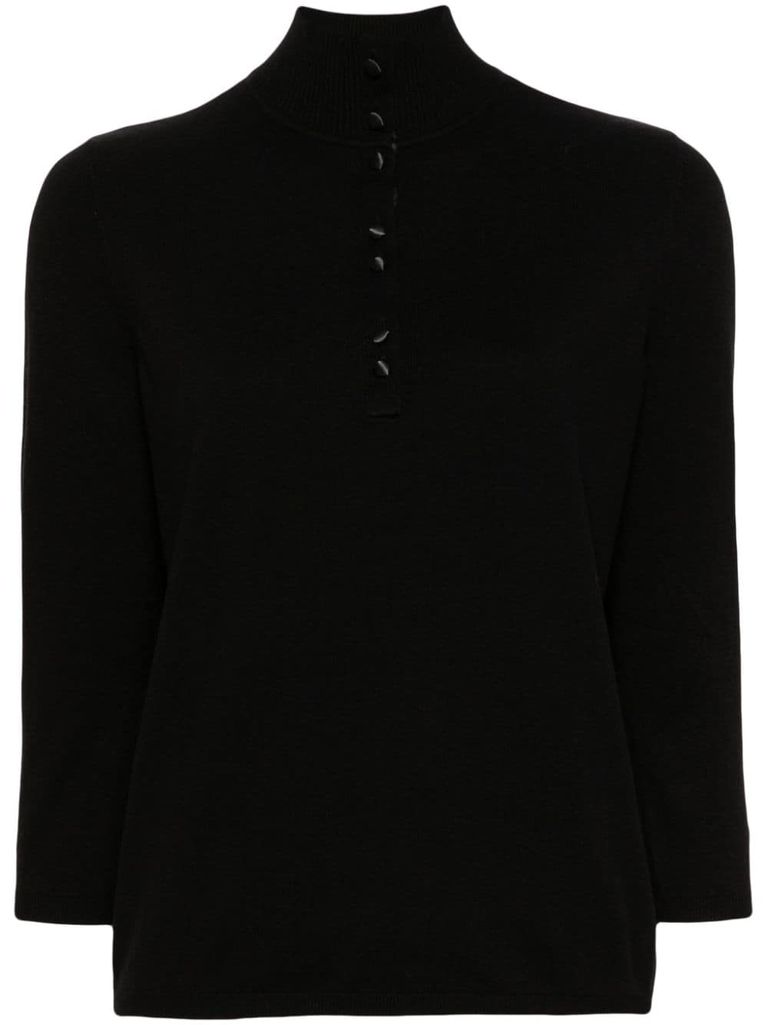 Shop Blugirl Black Fine-knit Turtleneck Sweater