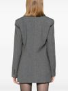 Blazer doppiopetto grigio con spilla a fiore