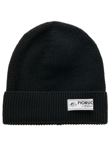 Ribbed merino wool beanie with logo