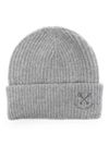 Ribbed wool beanie with logo embroidery