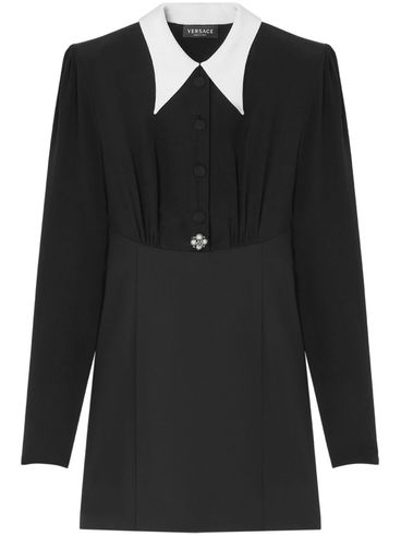 VERSACE - Black mini dress with white collar