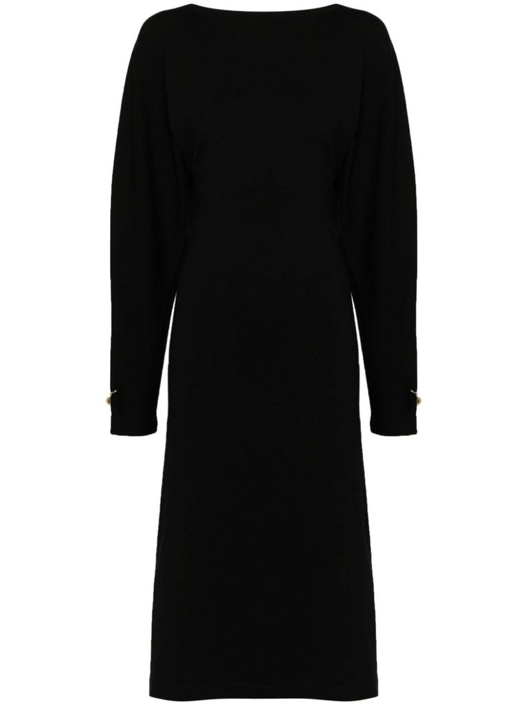 Shop Philosophy Di Lorenzo Serafini Boat Neck Knitted Midi Dress In Black