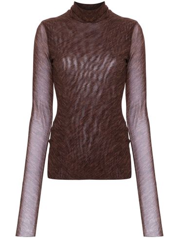 Mélange effect mock neck top