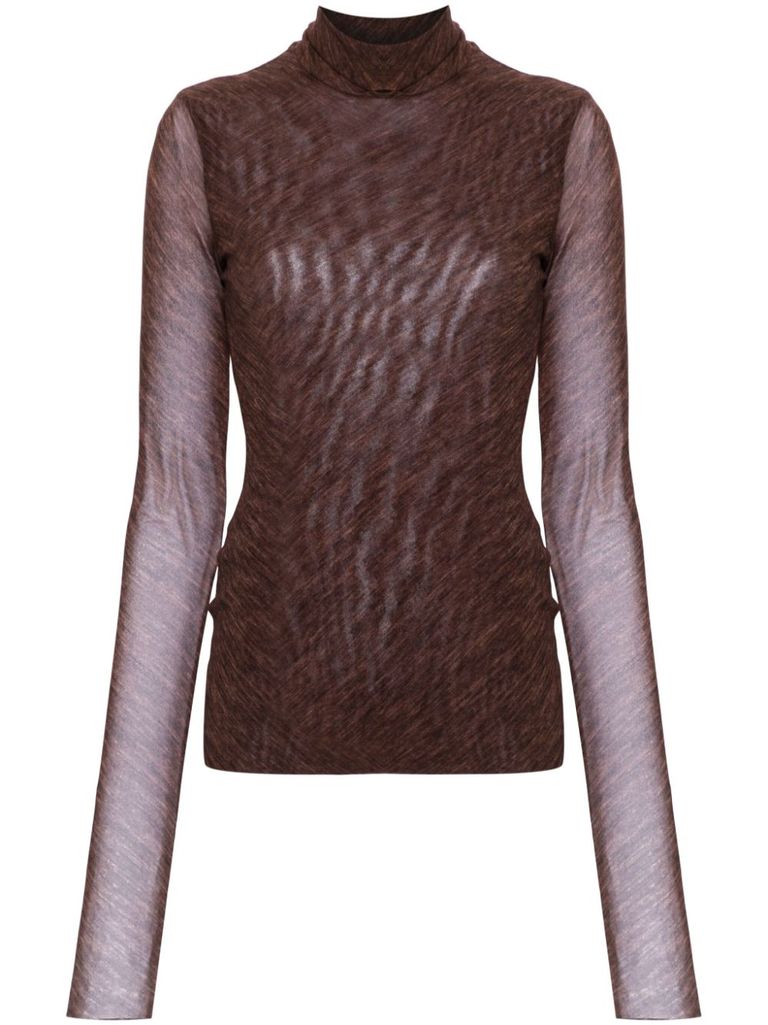 Shop Philosophy Di Lorenzo Serafini Mélange Effect Mock Neck Top In Brown