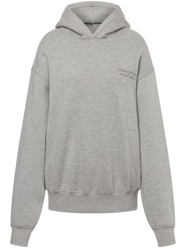 Shop Philosophy Di Lorenzo Serafini Chest Logo Embroidered Hoodie In Grey