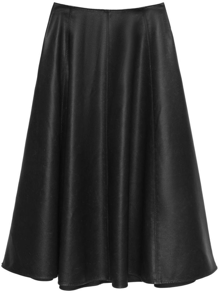 Shop Msgm Pleated Midi Skirt In Black