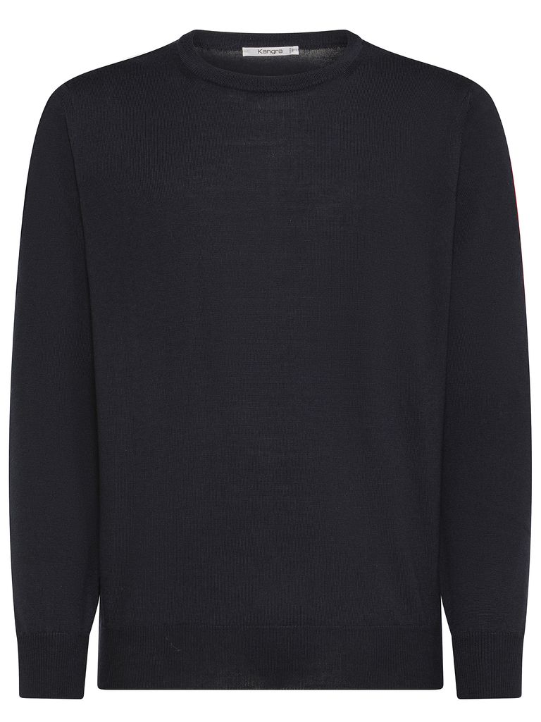 Shop Kangra Long-sleeve Crewneck Sweater In Merino Wool In Blue