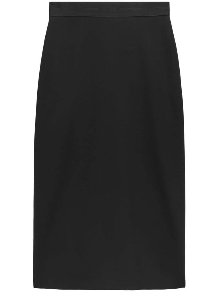 Shop Msgm High-rise Midi Skirt In Black