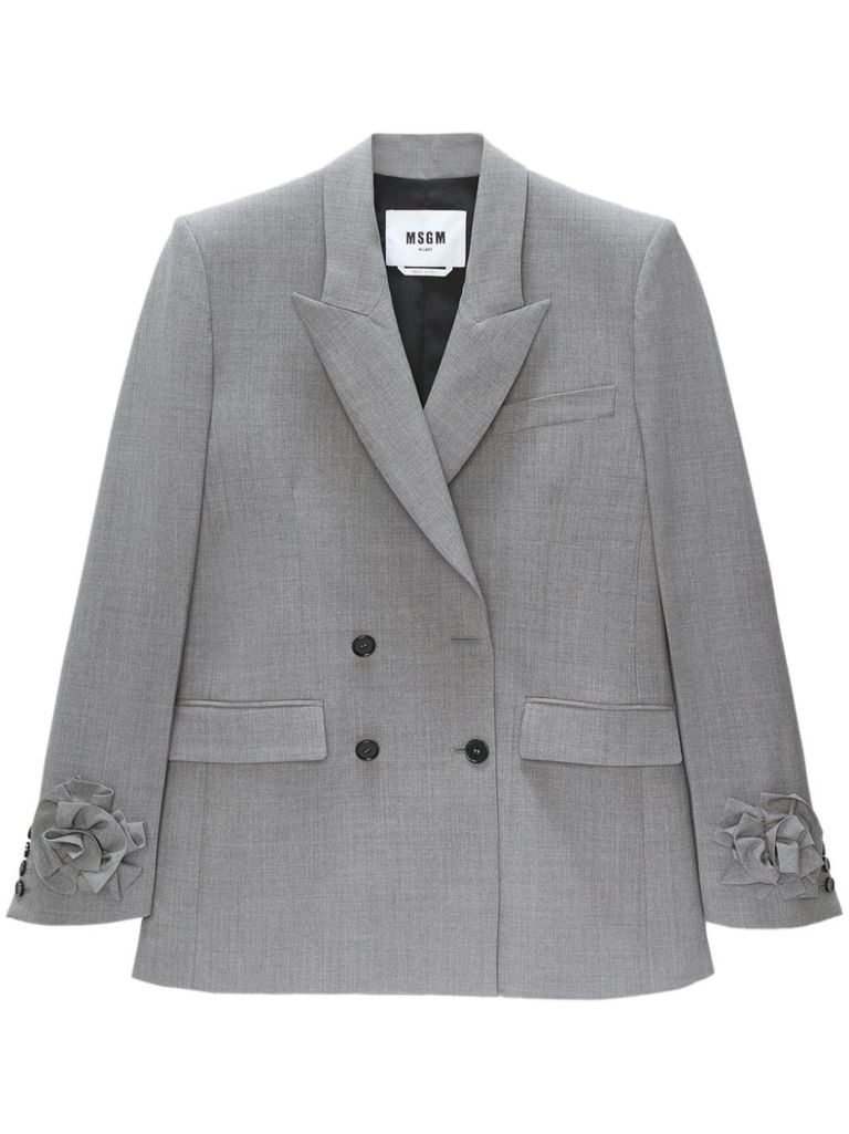 Shop Msgm Double-breasted Blazer In Grey