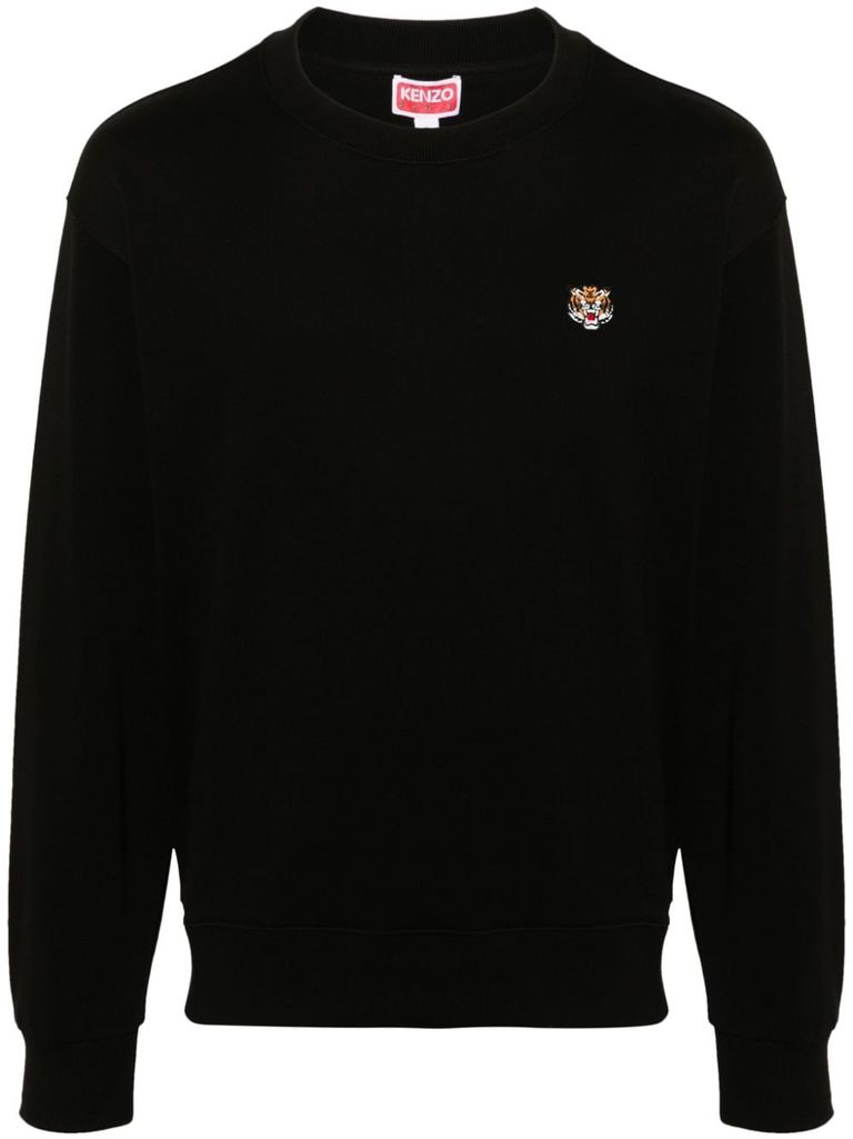 Shop Kenzo Lucky Tiger Crewneck Sweatshirt In Cotton In Black