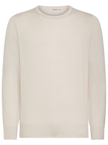 Long-sleeve crewneck sweater in merino wool