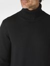 High-neck sweater in merino wool with ribbed edges