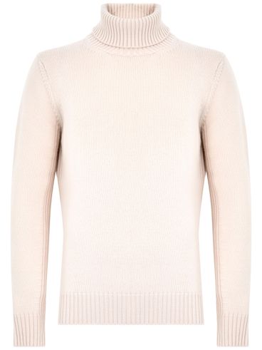 KANGRA - High-neck sweater in merino wool with ribbed edges