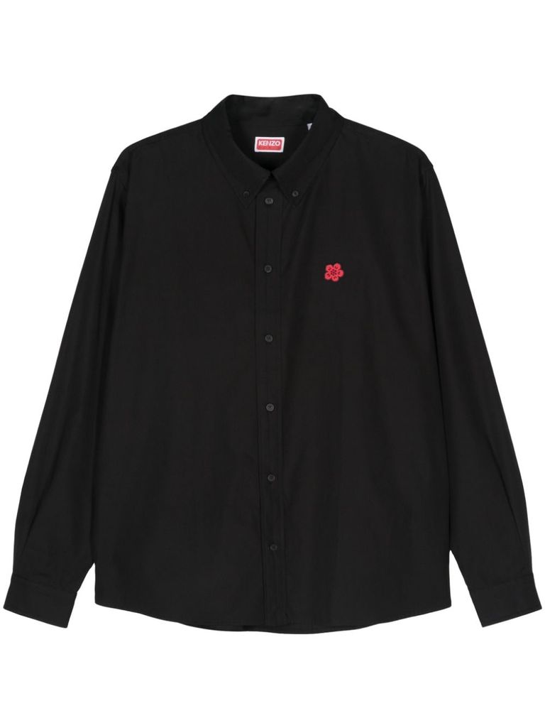 Shop Kenzo Boke Flower Shirt In Cotton With Embroidery In Black