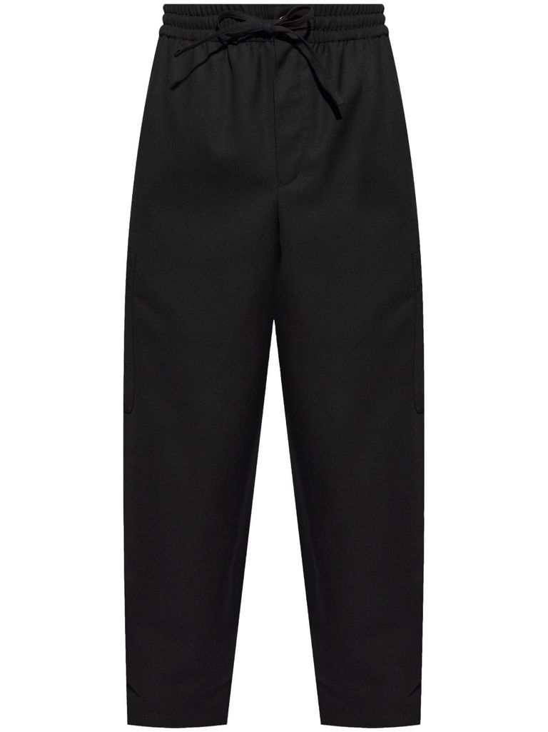 Shop Kenzo Virgin Wool Cargo Pants With Pockets In Black