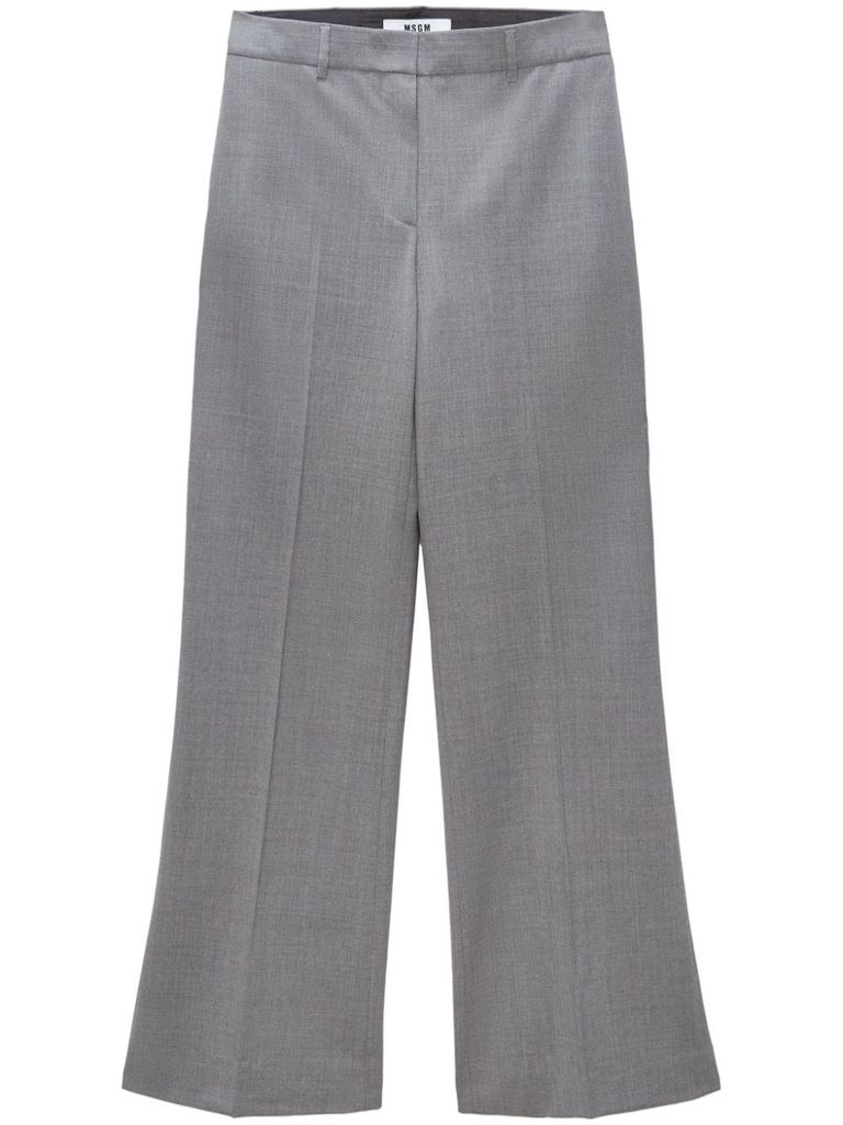 Shop Msgm Straight Leg Wool Trousers In Grey