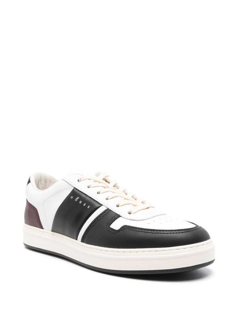 Shop Hogan Sneakers H668 In Pelle Di Vitello Bianca In Nero